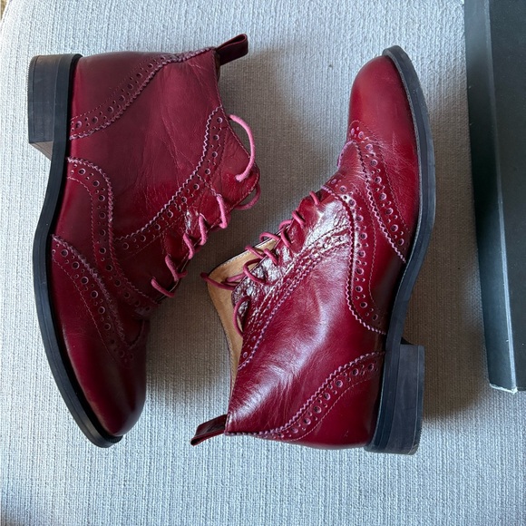 Kate Kanzer Red Brogue Ankle Boots - Picture 4 of 9